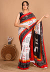 Bindiya β Bagru Printed Saree with Bold Center Motifs