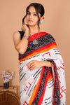 Bindiya β Bagru Printed Saree with Bold Center Motifs