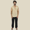 Bohemian FAWN GOLD Style Men's Sleeveless Kurta with Hood, Regular Fit, Perfect for Travel