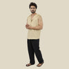 Bohemian FAWN GOLD Style Men's Sleeveless Kurta with Hood, Regular Fit, Perfect for Travel