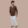 Bohemian BROWN Men’s Full Sleeve V Neck Kurta Casual Wear Regular Fit for Artist and Traveller